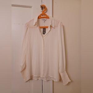 EXPRESS Cream Blouse with Elastic Cuffs